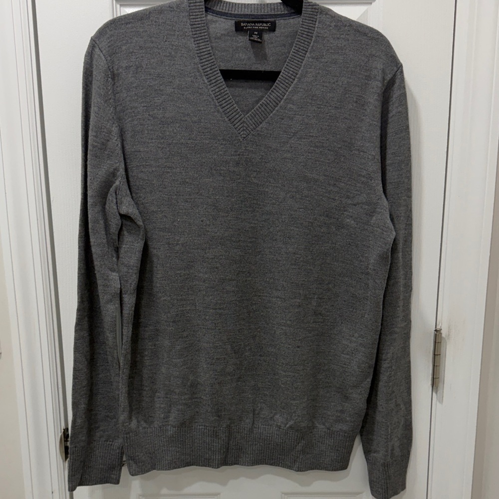 Banana Republic Charcoal V-Neck Sweater
